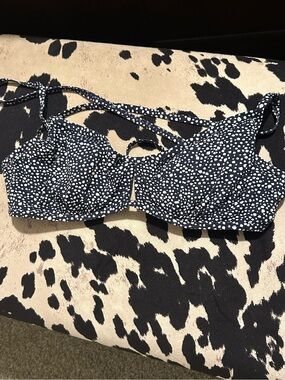 Navy + White Polka Dot Bikini Top